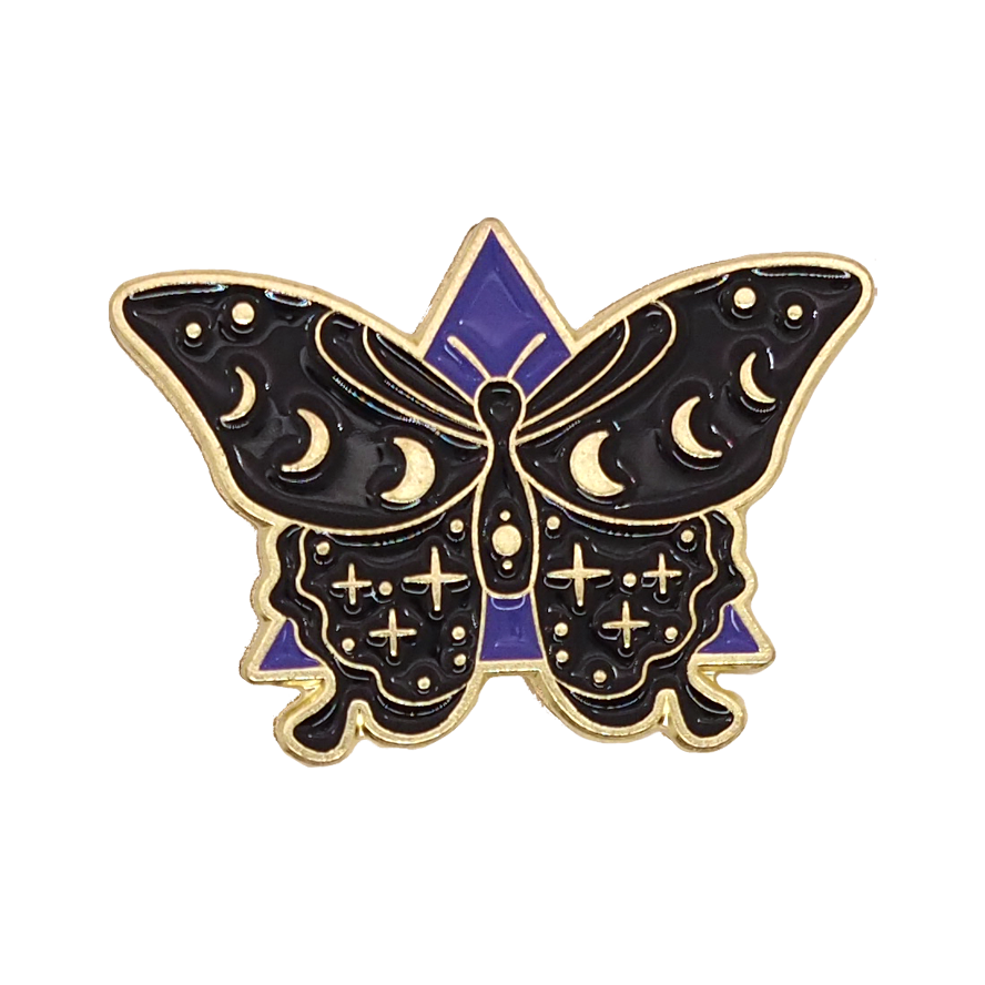 Moon and Stars Butterfly Enamel Pin