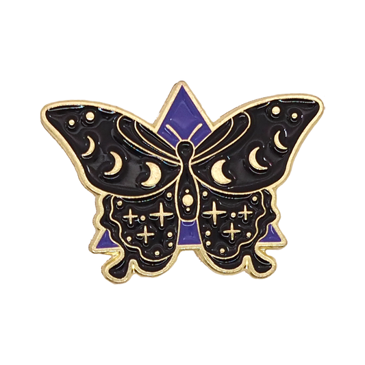 Moon and Stars Butterfly Enamel Pin