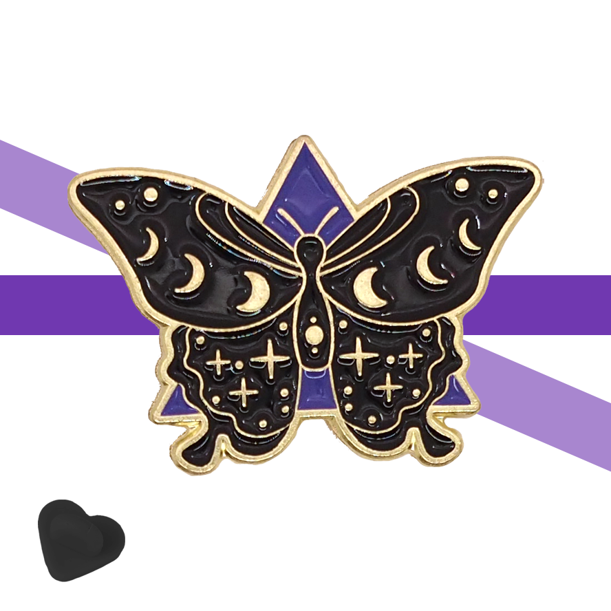 Moon and Stars Butterfly Enamel Pin