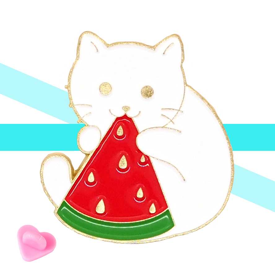 Watermelon Cat Enamel Pin