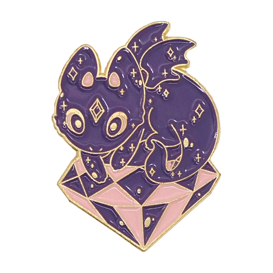 Winged Diamond Kitty Enamel Pin – No Name Pins