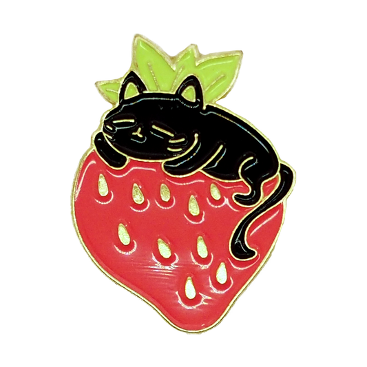 Strawberry Cat Dreams Enamel Pin