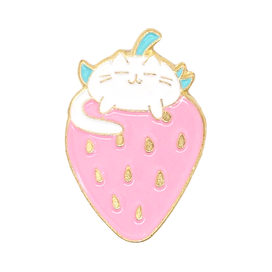 Strawberry Cat Enamel Pin