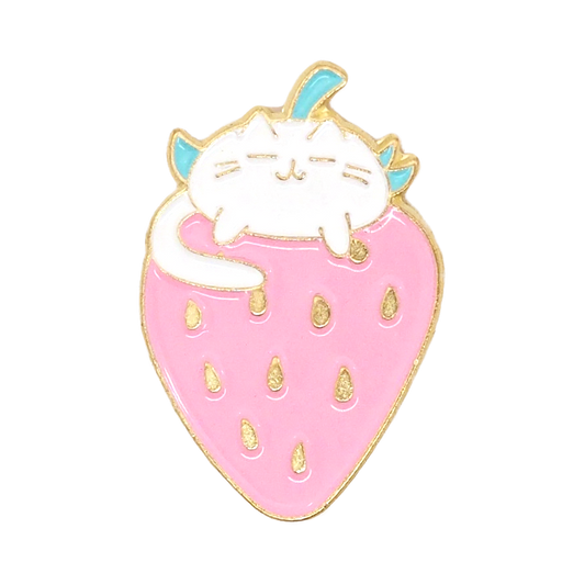 Strawberry Cat Enamel Pin