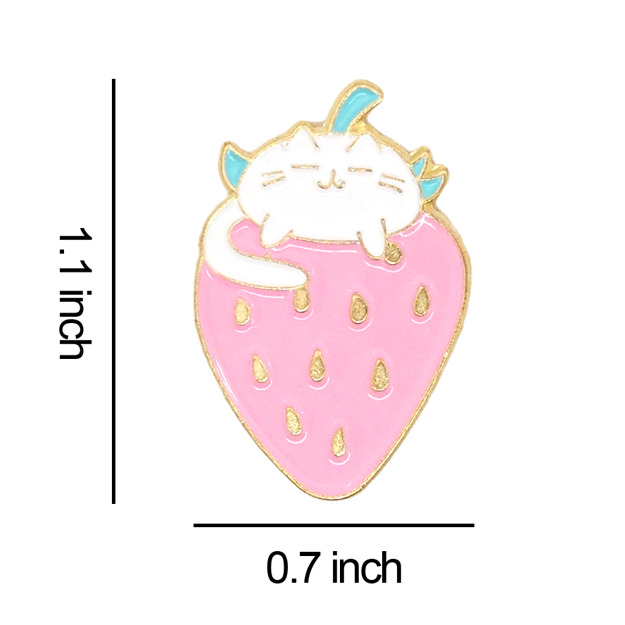 Strawberry Cat Enamel Pin