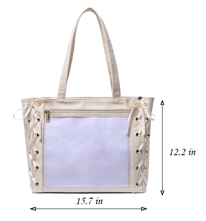 Large Ita Bag with Ribbon & Bow Trim