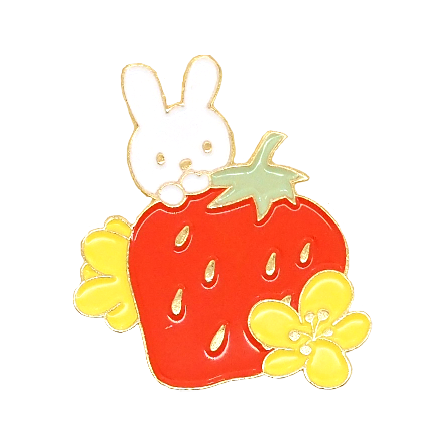 Strawberry Bunny Enamel Pin