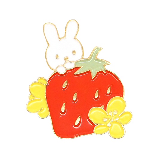 Strawberry Bunny Enamel Pin