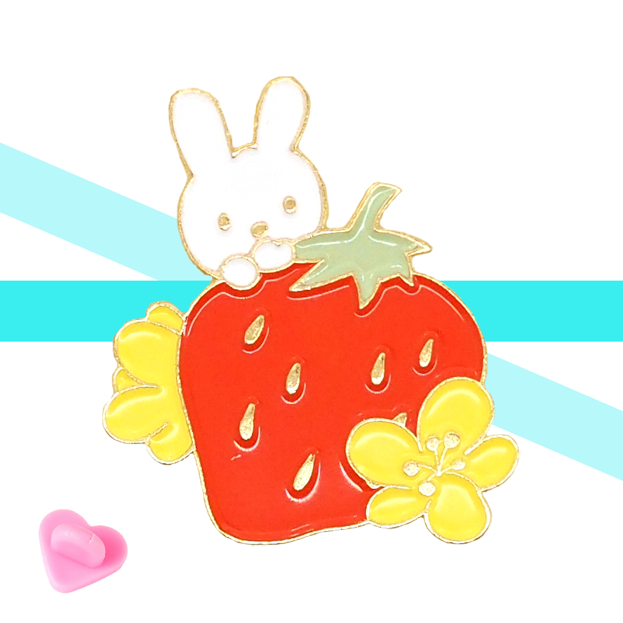 Strawberry Bunny Enamel Pin