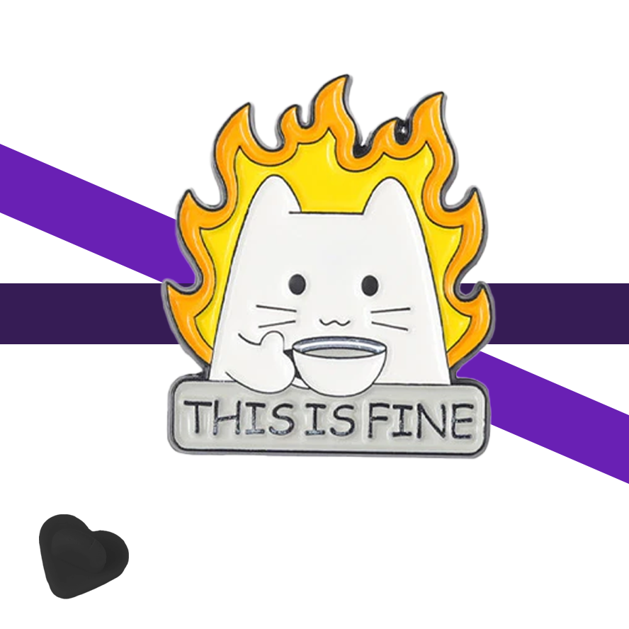 This is Fine Cute Cat Enamel Pin