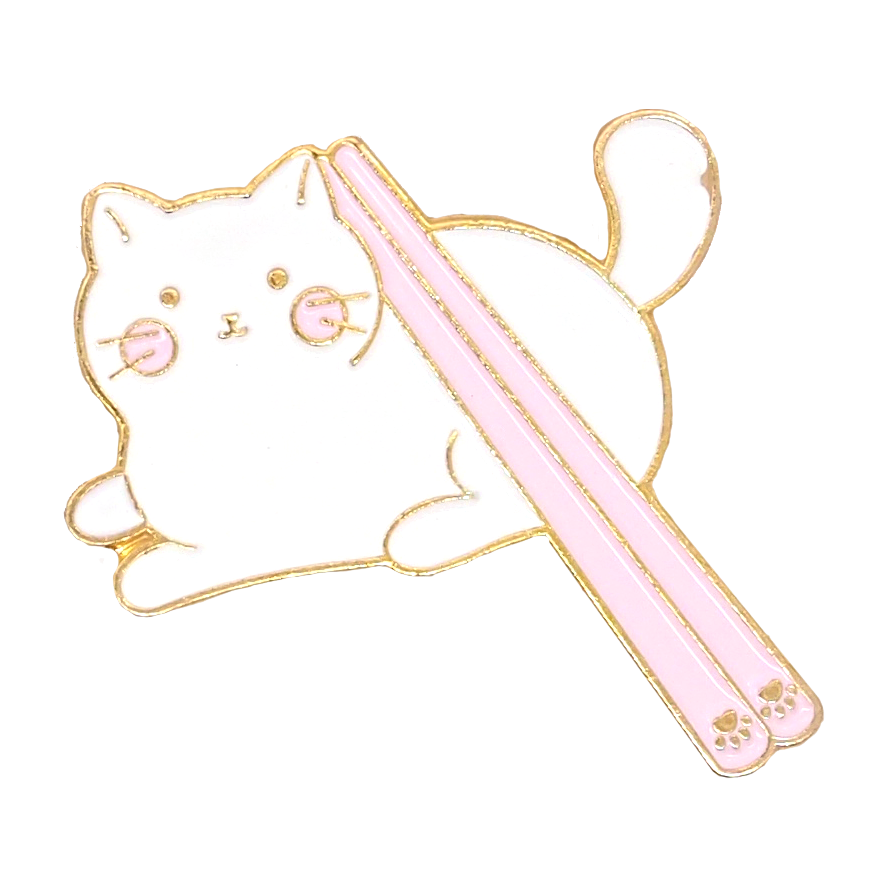 Chopsticks Kitty Enamel Pin