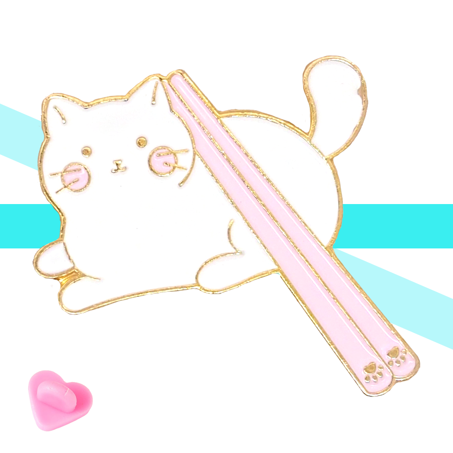 Chopsticks Kitty Enamel Pin