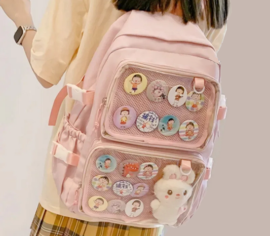 Full Size Ita Backpack with 2 Clear Windows for Pins
