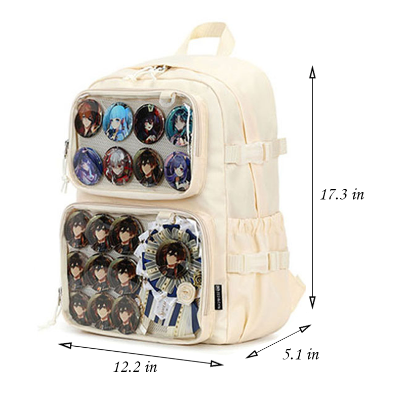 Full Size Ita Backpack with 2 Clear Windows for Pins No Name Pins