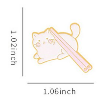 Chopsticks Kitty  Enamel Pin measures appx 1"x1"